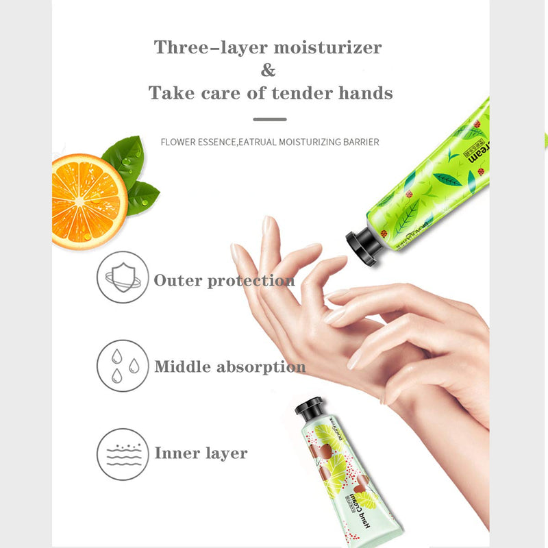 5 Pack Fruits Extract Fragrance Hand Cream,Moisturizing Hand Care Cream Travel Set with Shea Butter For Men And Women-30ml (Style-2) - NewNest Australia