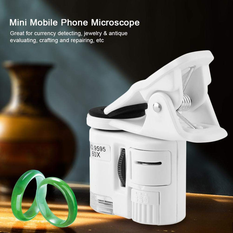 Akozon Mini Mobile Phone Microscope 9595W 60X Magnifying Glass LEDLight Mini Mobile Phone Clip Microscope - NewNest Australia
