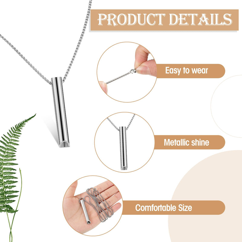 Fiada Anxiety Relief Chain Mindful Breath Necklace Portable Stainless Steel Stress Relief Breathing Chain For Deep Breathing Exercises For Men Women Meditation Stress Relief Relaxation, Silver - NewNest Australia