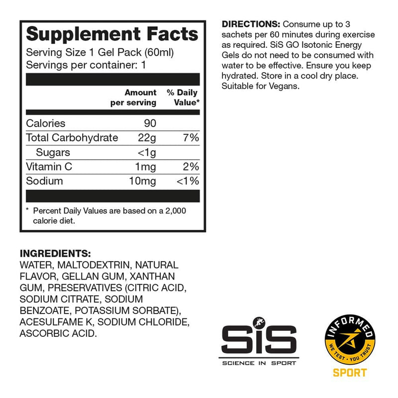 SIS Isotonic Energy Gels, 22g Fast Acting Carbohydrates, Performance & Endurance Sport Nutrition for Athletes, Energy Gels for Running, Sports Gels for Cycling, Citrus Variety - 2 oz - 6 Pack - NewNest Australia