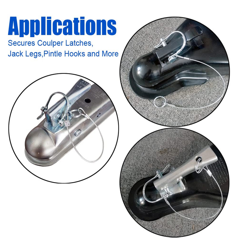 10Pcs Trailer Coupler Pin, 5/16-Inch Diameter x 1-3/4-Inch Long Prevents Loss, Plastic Coating Tether, Length 11-1/2" with Steel Quick Release Ring - NewNest Australia