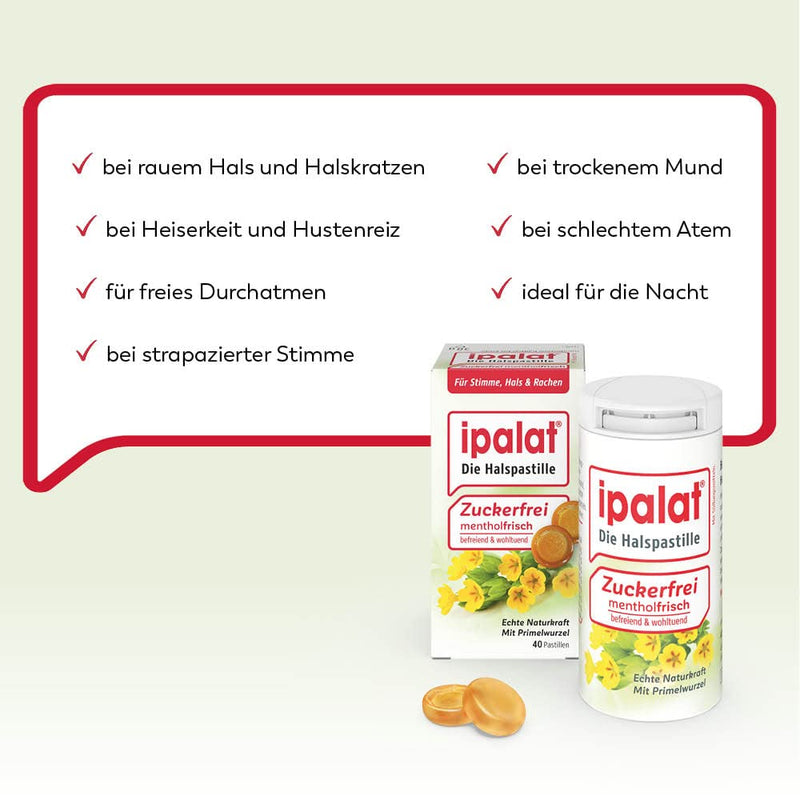 ipalat throat lozenges sugar-free: for hoarseness and cough irritation, with menthol, primrose root, anise and fennel, 120 lozenges 120 pieces (pack of 1) - NewNest Australia