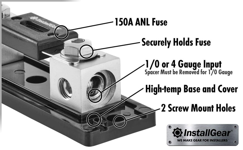InstallGear 0/2/4 Gauge AWG in-Line ANL Fuse Holder with 150 Amp Fuse 150A Fuse - NewNest Australia