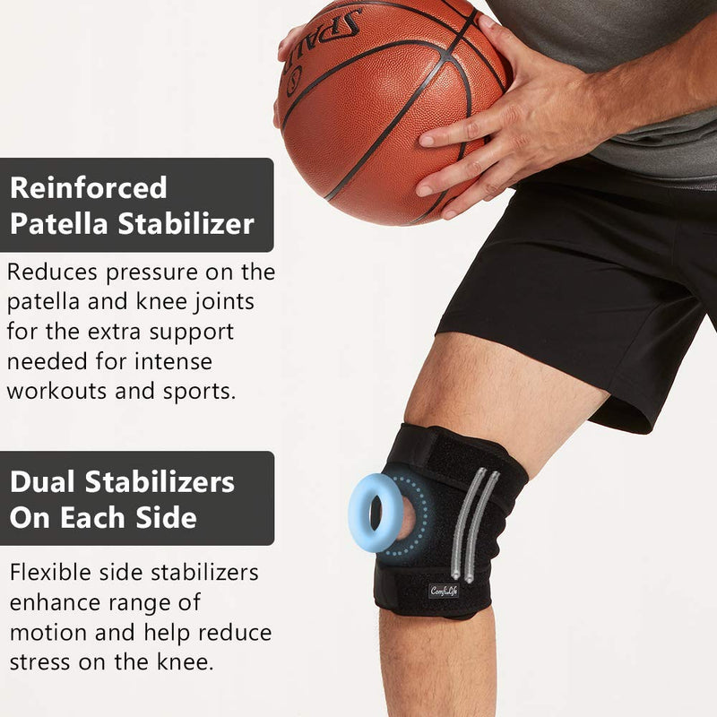 ComfiLife Knee Brace for Knee Pain Relief – Neoprene Knee Brace for Working Out, Running, Injury Recovery – Side Stabilizers – 3 Point Adjustable Compression – Open Patella Support,Non-Slip (Medium) Medium (Pack of 1) - NewNest Australia