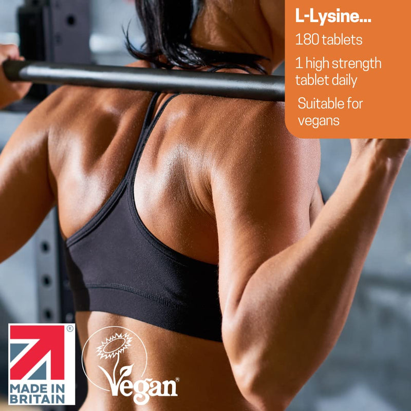 L-Lysine 1000mg High Strength - 180 Vegan Tablets (6 Month Supply) - L-Lysine Essential Amino Acid Supplement - Normal Growth and Muscle Turnover - Made in The UK by Northumbria Health - NewNest Australia