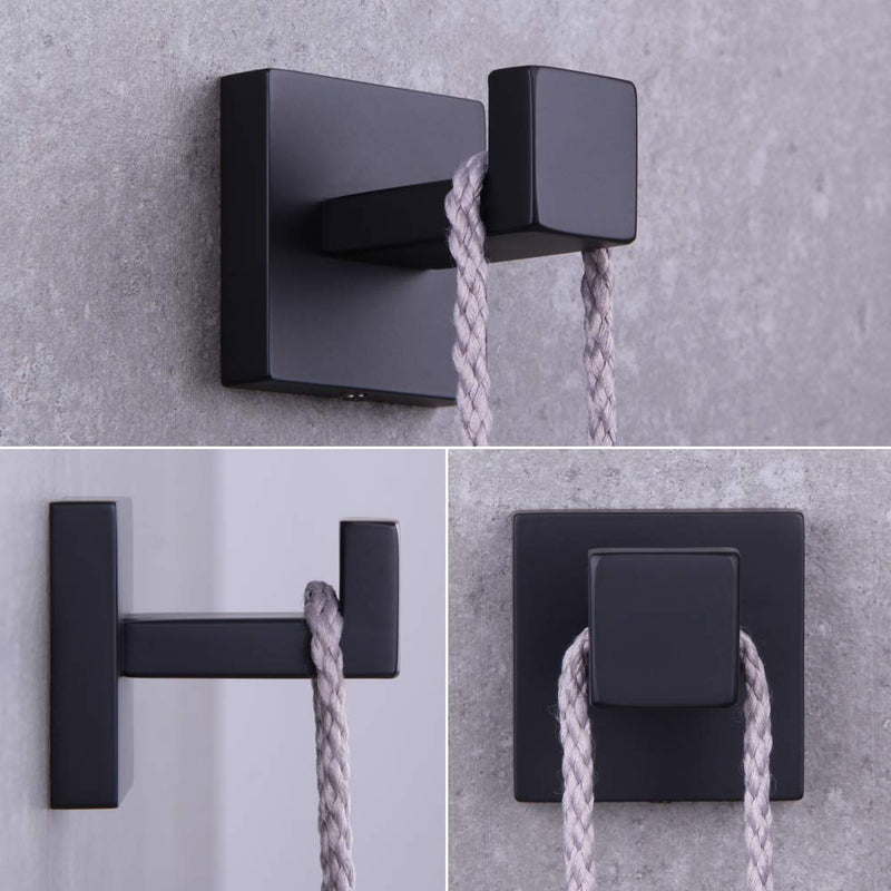 BEIGEEWY 3-Pieces Set Matte Black Bathroom Hardware Set SUS304 Stainless Steel Wall Mounted - Includes Towel Ring, Toilet Paper Holder, Robe Towel Hooks - NewNest Australia