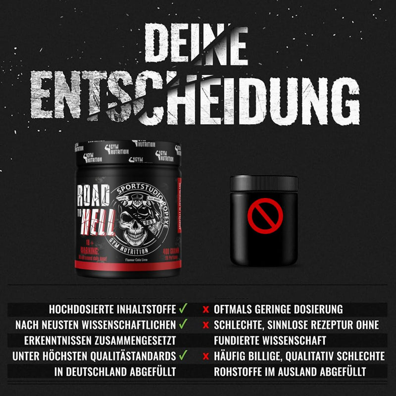 Road To Hell 2.0 - Ultra Hardcore Booster Pre Workout - Powder - Atp + L-Arginine + Citrulline + Beta Alanine + Caffeine 400 G In Collaboration With Sports Studio Popeye Cola Lime Flavor Vegan - NewNest Australia