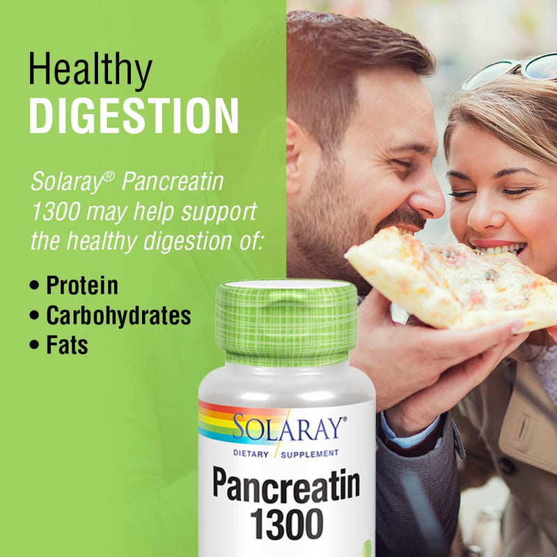 Solaray Pancreatin 1300 | Pancreatic Digestive Enzymes Plus Papaya for Healthy Digestion Support | 90 VegCaps, 90 Serv. - NewNest Australia