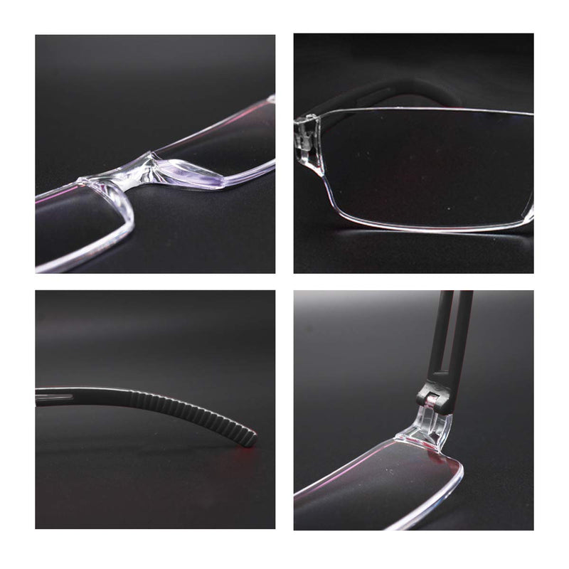 KoKoBin frameless reading glasses visual aid with blue light filter, anti blue light reading aid for men and women (black, +1.5) black +1.5 diopters - NewNest Australia