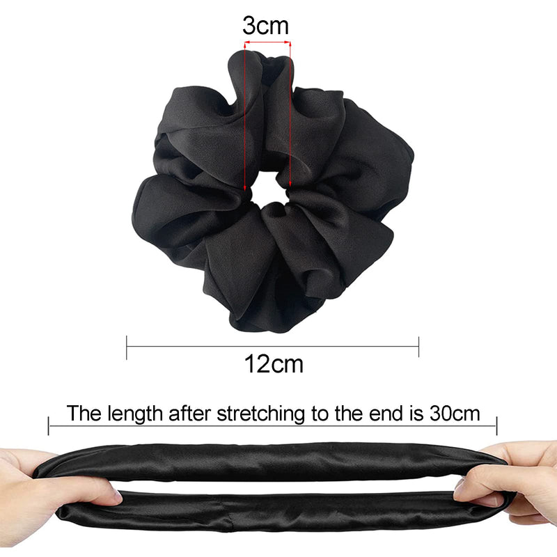 ILamourCar Black Scrunchies for Hair, Large Hair Scrunchies, Elastic Soft Hair Ties Scrunchy Hair Bands Ponytail Women Girls Lady Children (2xBlack) Black-1 - NewNest Australia