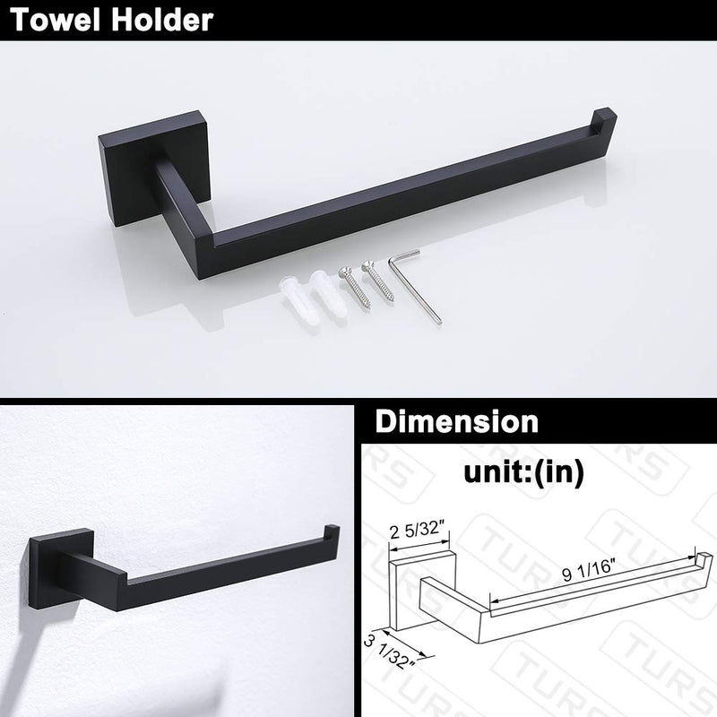 TURS Black 3-Piece Bathroom Towel Holder Set Stainless Steel Wall Mount Bath Hardware Set Toilet Paper Holder Towel Hook,Q7010BK - NewNest Australia