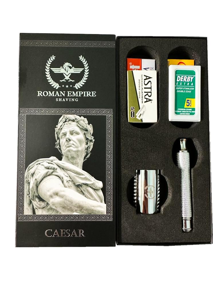 Roman Empire Shaving Caesar Safety Razor - Elegant Safety Razor For Men And Women - Wet Razor Set Including 20 Razor Blades From Astra, Derby, Shark, Treet - Razor Set - NewNest Australia