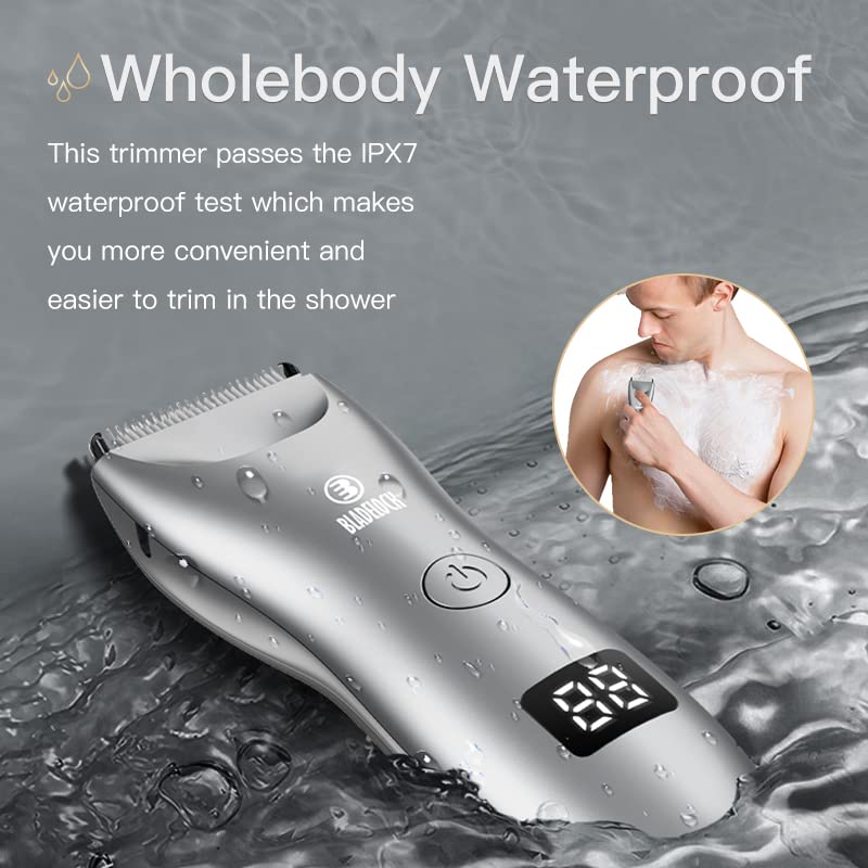 ENSSU intimate razor for men, electric body hair trimmer for men with extra skin-friendly ceramic blade, body razor with LED light & charging station, rechargeable pubic hair trimmer for men, waterproof green - NewNest Australia