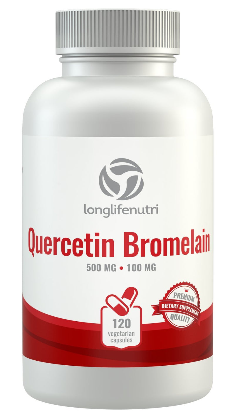 Quercetin 500mg with Bromelain 100mg 120 Vegetarian Capsules | Natural Anti Inflammatory Antioxidant Supplement | Allergy Relief Complex | Heart Health | Dihydrate Pure Powder Extract Cap 500 mg Plus 120 Count (Pack of 1) - NewNest Australia