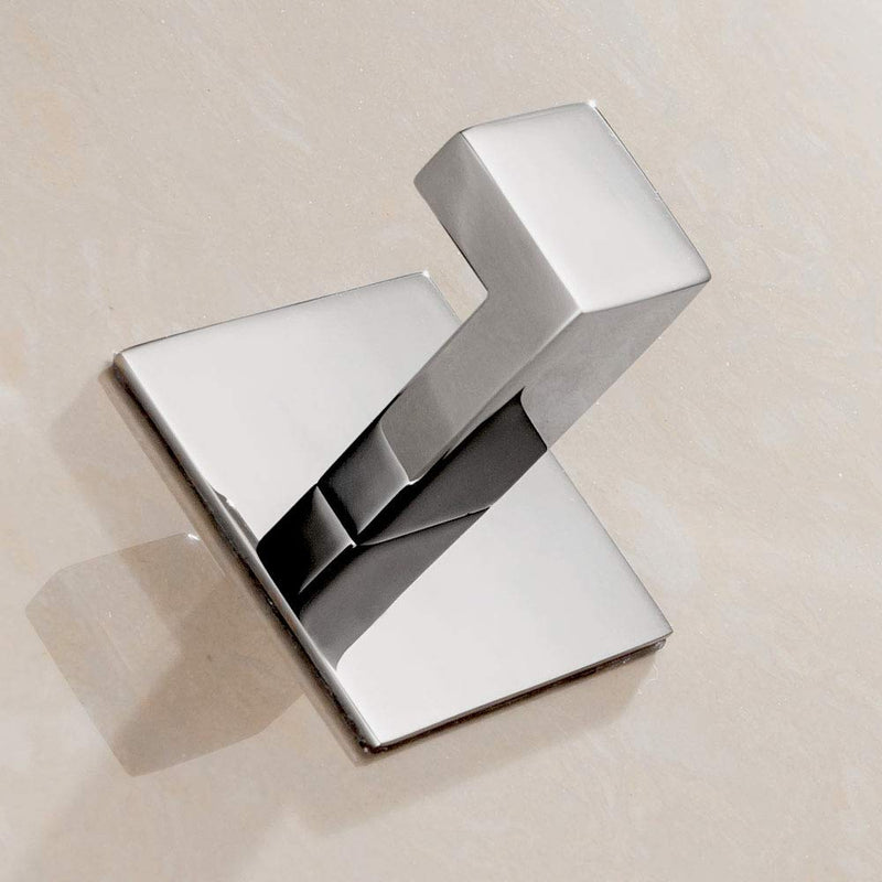 NewNest Australia - Flybath Coat Hook SUS 304 Stainless Steel Square Towel Robe Hooks Wall Mounted Self Adhesive (No Drilling), Mirror Polished - 2 Pack 