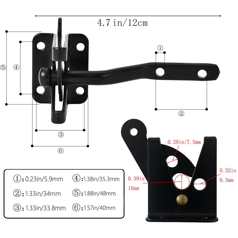 Self-Locking Gate Latch - Post Mount Automatic Gravity Lever Wood Fence Gate Latches with Fasteners/4.7 Inch Black Finish Steel Gate Latch to Secure Pool - NewNest Australia