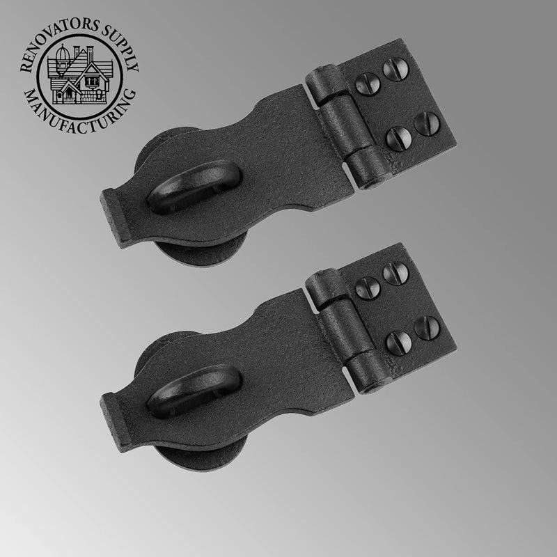 Decorative Black Wrought Iron Hasp Lock 4" X 1.75" Heavy Duty Rust Resistant Hasp Latches Safety Padlock Clasps for Cabinets, Chests Or Doors with Screws | Renovators Supply Manufacturing Pack of 2 - NewNest Australia