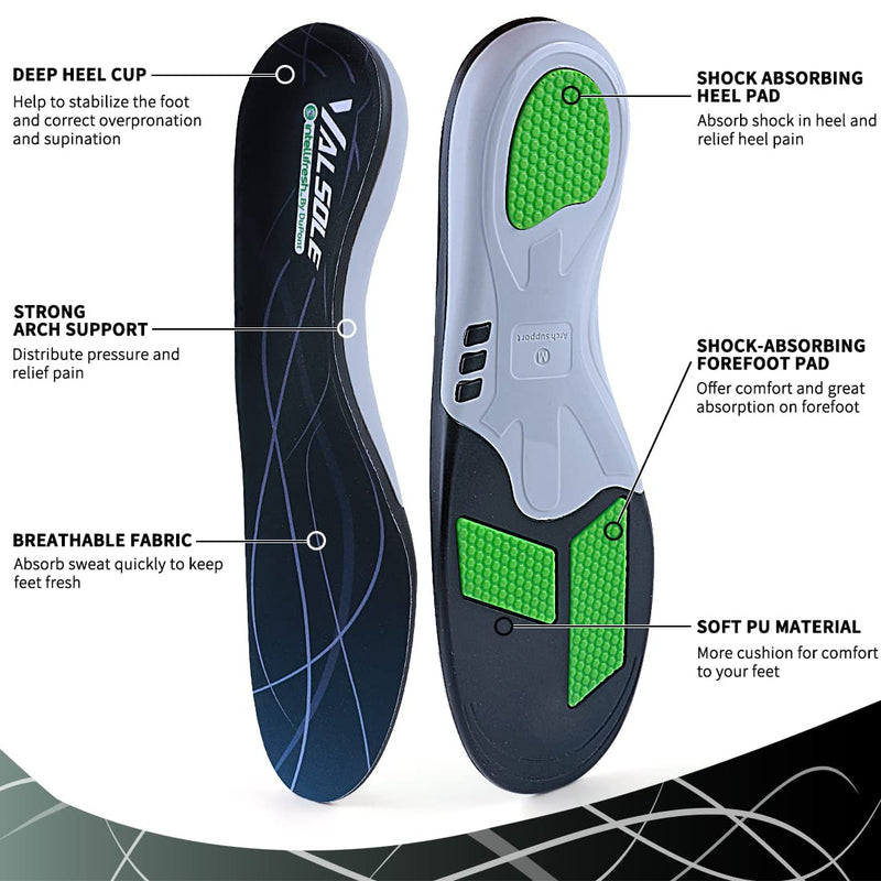 VALSOLE Heel Spur Insoles Orthopedic Insoles Shoe Insoles for Arched Splayfoot, Flat Feet, Plantar Fasciitis Shoe Insoles (41-43 EU-28cm, Grey) 41-43 EU-28cm - NewNest Australia