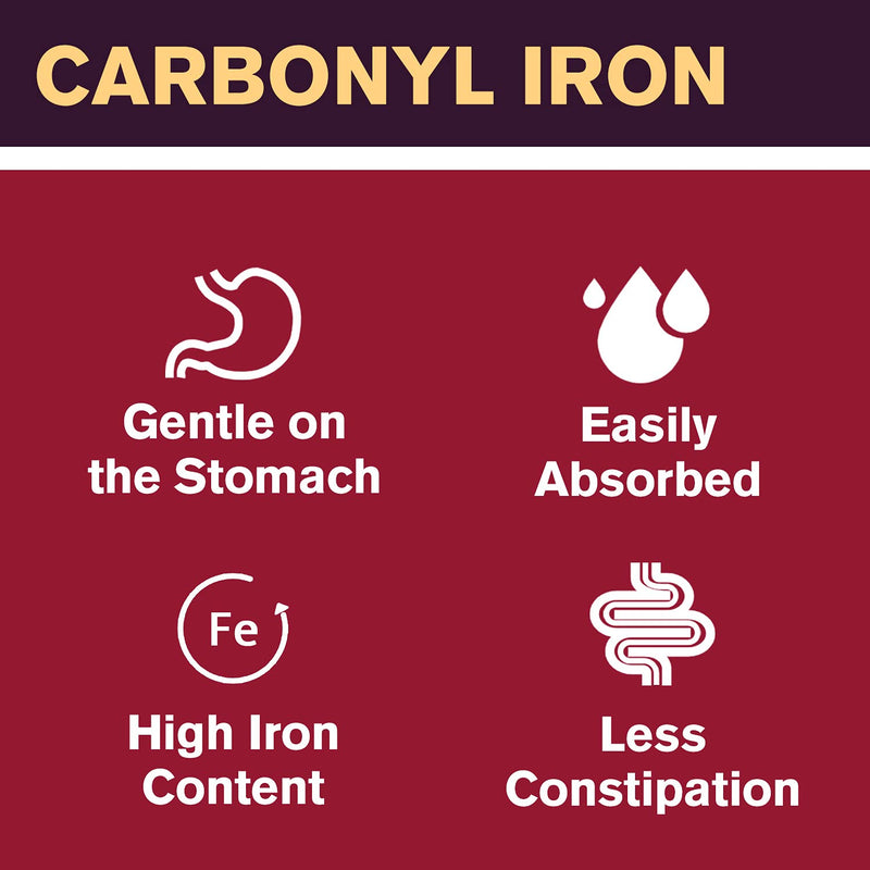 Doctor’s Recipes Iron 65 mg Carbonyl Iron with Vitamin C, Maximized Absorption Easy on The Stomach, Red Cells Formation, Blood, Heart, Brain, Muscle & Immunity Health, Vegan Non-GMO 60 Tablets - NewNest Australia