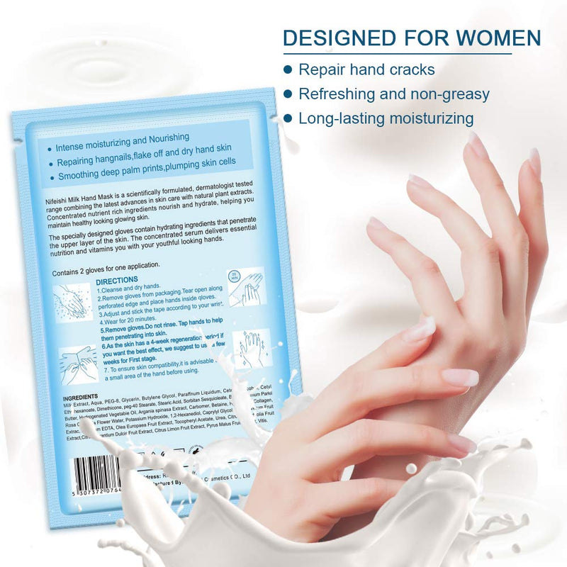 5 Pairs Hands Moisturizing Gloves, Hand Skin Repair Renew Mask w/Infused Collagen, Moisture Enhancing Gloves for Dry, Aging, Cracked Hands(Milk) - NewNest Australia