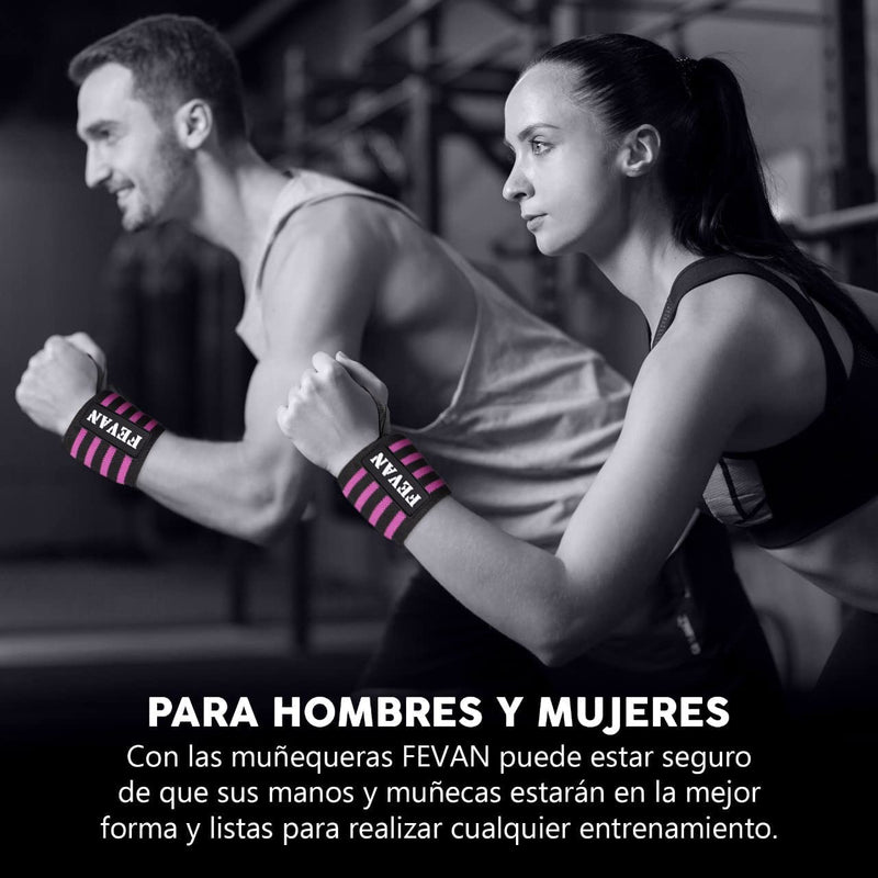 FEVAN 2 Pack Adjustable Wrist Support Crossfit Unisex Wrist Support Carpal Tunnel Sports Wrist Support Fitness Weights and Gym (Pink/Black) - NewNest Australia