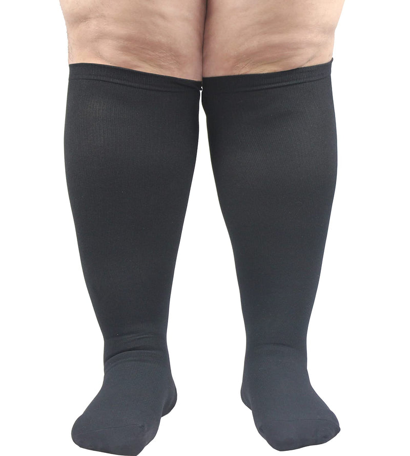 XIMISUN Plus Size Compression socks for women men, flight socks knee high support wide calf compression socks medical for nurse seniors flights fitness cycling 4XL Black-3 Pairs - NewNest Australia