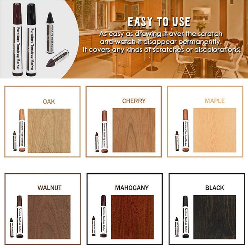 Furniture Repair Kit Wood Markers - Set of 13 - Markers and Wax Sticks with Sharpener Kit, for Stains, Scratches, Wood Floors, Tables, Desks, Carpenters, Bedposts, Touch Ups, and Cover Ups 6+6 - NewNest Australia