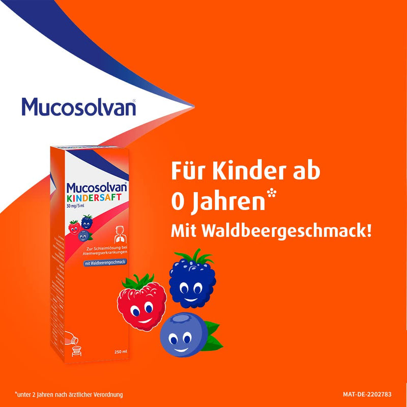 MUCOSOLVAN® children's juice with ambroxol - mucus solution for children with tough cough mucus - 2 x 250 ml 250 ml (pack of 2) - NewNest Australia