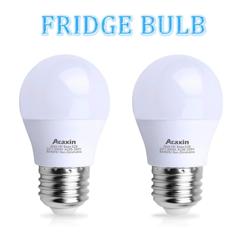 LED Refrigerator Light Bulb 4W 40Watt Equivalent, Acaxin Waterproof Frigidaire Freezer LED Light Bulb IP54, 120V E26 Daylight White 5000K 400 Lumen, Energy Saving A15 Appliance Fridge Bulbs, 2 Pack - NewNest Australia