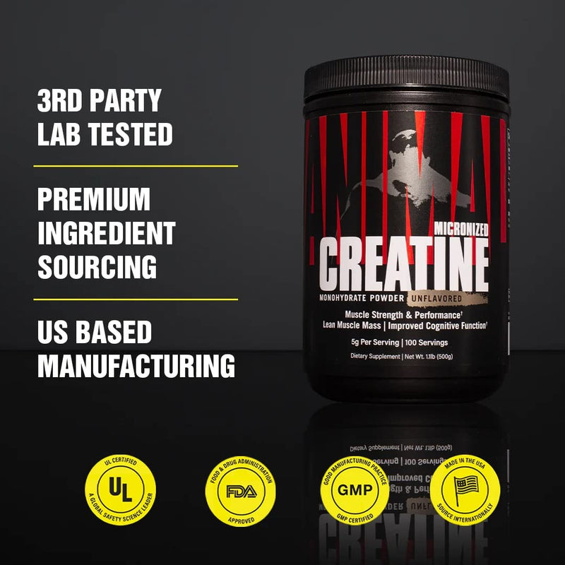Universal Nutrition Animal Creatine Powder (500G) Contains Easily Absorbent Creatine Monohydrate, Delays Muscle Fatigue, Improves Body Endurance & Training Ability - NewNest Australia