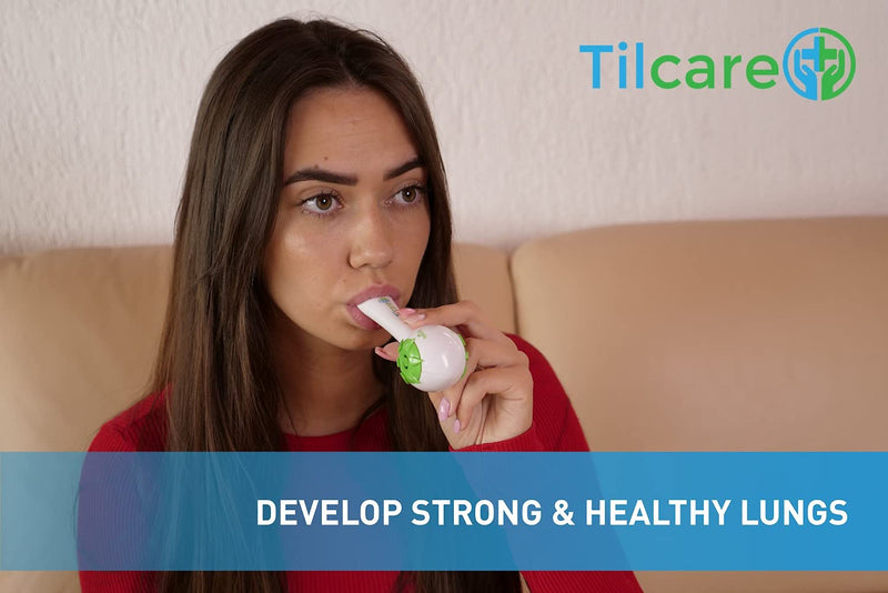 Inspiratory Expiratory Muscle Trainer by Tilcare - Perfect Breathing Exercise Device for Developing Strong Lungs - Lung Expander Exerciser That is Great Drug-Free Therapy for Asthma, CHF, Dysphagia - NewNest Australia