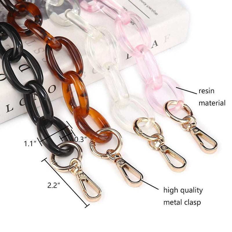 Xiazw Short Thick Resin Purse Bag Handle Shoulder Strap Replacement，Handbag Decoration Chain，Bag Accessories Charms (Black with Gold Buckle) Black with Gold Buckle - NewNest Australia