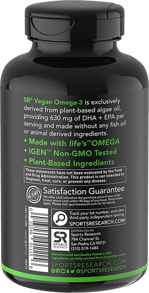 Vegan Omega-3 Fish Oil Alternative sourced from Algae Oil | Highest Levels of Vegan DHA & EPA Fatty Acids | Non-GMO Verified & Vegan Certified - 60 Veggie Softgels (Carrageenan Free) - NewNest Australia