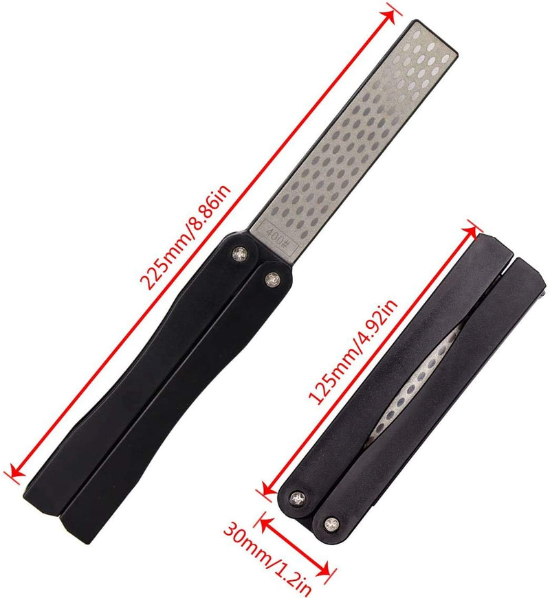 2 Pcs 400/600 Grit Portable Handheld Double Sided Sharpener Pocket Diamond Knife Sharpening Stone for Kitchen, Garden, Outdoor tools Fine/Coarse Grinding （Black/Orange） - NewNest Australia