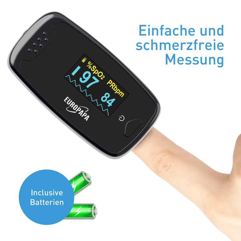 Europapa Pulse Oximeter, Finger Pulse Oximeter, Ideal For Quick Measurement Of Oxygen Saturation (Spo2), Simple Heart Rate Monitor For Adults, Oled Display (Black) - NewNest Australia