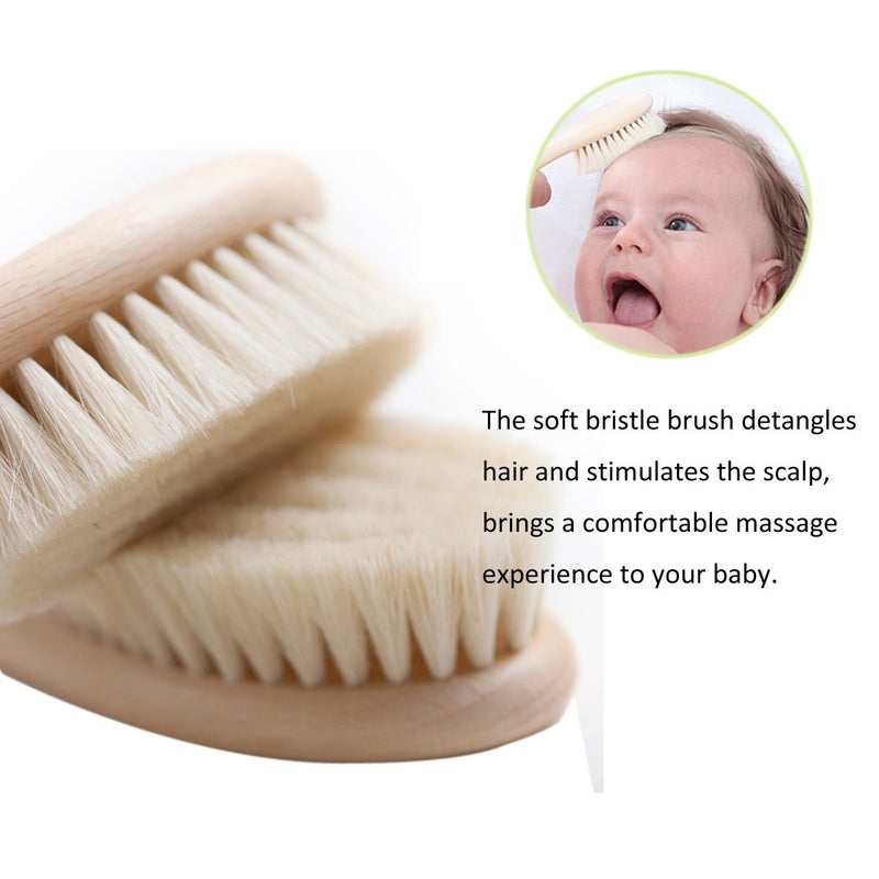 Baby Goat Hair Brush and Comb Set for Newborns & Toddlers Eco-Friendly Safe Brush for Cradle Cap Natural Wooden Comb Perfect Baby Shower and Registry Gift (Baby Hair Brush and Comb Set) Baby Hair Brush and Comb Set - NewNest Australia