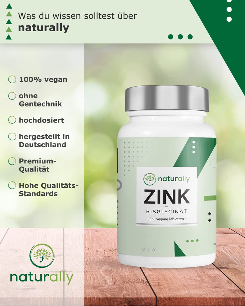 naturally zinc bisglycinate 25mg (vegan) 365 zinc tablets annual supply - natural zinc in high doses, zinc without additives, made in Germany - NewNest Australia