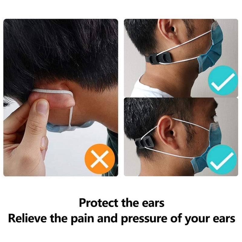 Mask Strap Extender Adjustable Ear Saver for Masks, Anti-Slip Ear Strap Hook Relieve Pressure & Pain for Ear Protector Wearing Long-time Mask for Nurse Dust-Worker Food-Worker Men Women Kids, 5PCS 5 Count (Pack of 1) Black - NewNest Australia