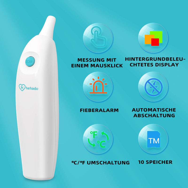 Fever Thermometer Ear For Baby Adults, Ear Thermometer Children Infrared Thermometer Fever With Accurate And Instant Reading, Fever Alarm, 10 Memory Functions, Lcd Display - NewNest Australia