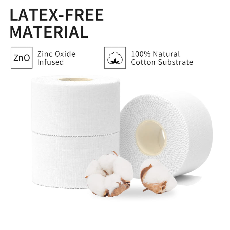 (3 Pack) Lobtery White Athletic Tape (1.5in x 15yd) Very Strong Athletic Tape No Sticky Residue for Athletes, Sport Trainers and First Aid Injury Wrap, Suitable for Fingers Ankles Wrist 3 Rolls - NewNest Australia