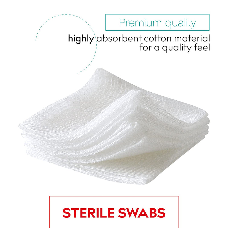 Medrull - Sterile Gauze Swabs, Pack of 100 (20 x 5 Pieces) 8-Ply, 10 cm x 10 cm, Absorbent Dressings, Bandage Material, Gauze Bandages, Wound Dressings 10x10 cm (100er Pack) - NewNest Australia