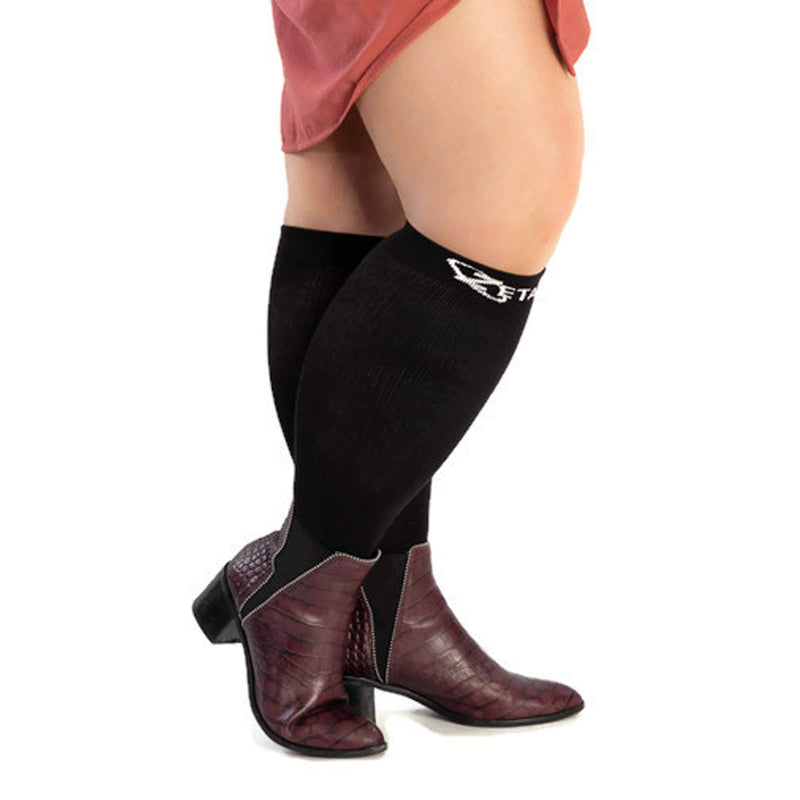 Zeta Socks Open Toe XXXL 26 Inch Wide Calf Plus Size Compression 20-30 mmHg for Fatigue, Pain, Leg Swelling, Soothing Comfy Gradient Support, Prevents Swelling, Pain, Edema, DVT (1 Pair) Black - NewNest Australia