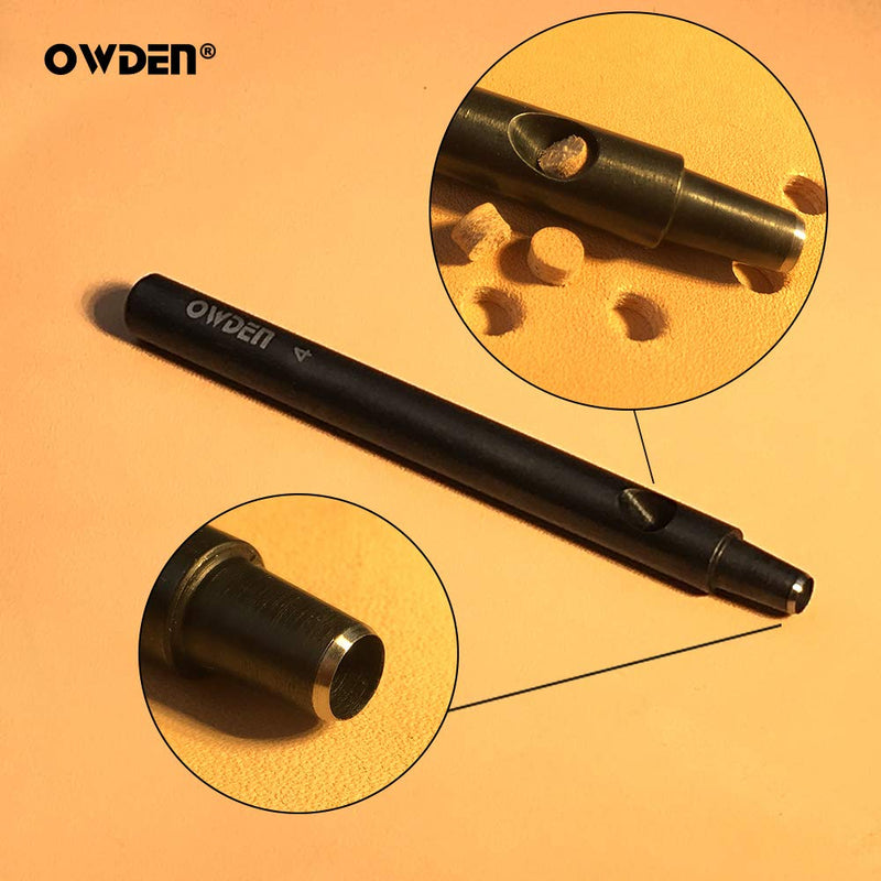 OWDEN Professional 6Pcs. Leather Hollow Punch Set. Size: 1.0-5.0mm for Leather Belt, Watch Band and Leather Strap Gasket. with a Free Mini Cutting mat. - NewNest Australia