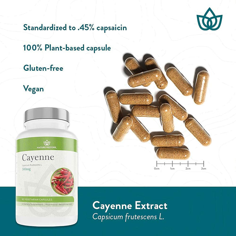 Cayenne Pepper Extract Supplement, Standardized to 0.45 Percent Capsaicin, 70,000 Scoville Heat Units, 90 Capsules, Manufactured in USA, Non-GMO & Gluten Free - NewNest Australia
