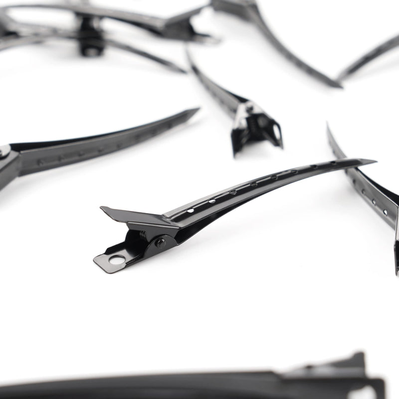 JOYOYO 40 Pcs Duck Billed Hair Clips Hair Styling Clips Metal Crocodile Clips Pin Curl Clips with Holes, Professional Hair Sectioning Clips for Barbershop Women Girls 3.5 Inch Black - NewNest Australia