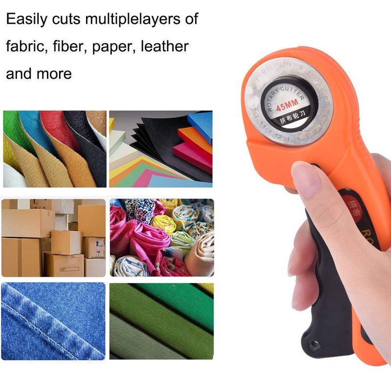 Bestgle 45mm Rotary Cutter with 6pcs Cutting Blades Replacement, Ergonomic Soft Handle and Safety Lock Rolling Cutter Tool Ideal for Quilting Cutting Fabric, Arts Crafts, Paper, Leather Suits - NewNest Australia