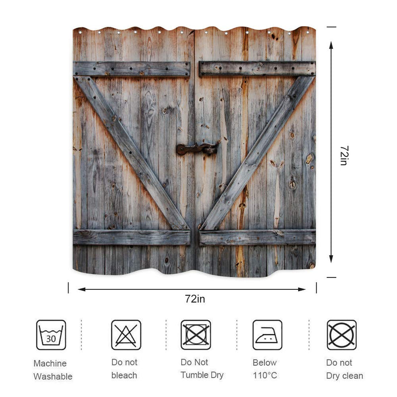 ZXMBF Rustic Shower Curtain Old Wooden Garage Door Bath Curtain American Native Country Farm House Style Waterproof Fabric Bathroom Décor 72x72 Plastic Hooks 12PCS - NewNest Australia