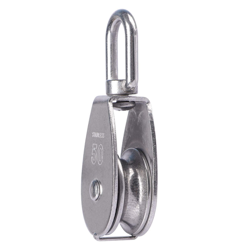 LordHardware M50 Single Pulley Snatch Block 304 Stainless Steel Lifting Crane Swivel Hook, 3/8" Rope x 2" Sheave - NewNest Australia