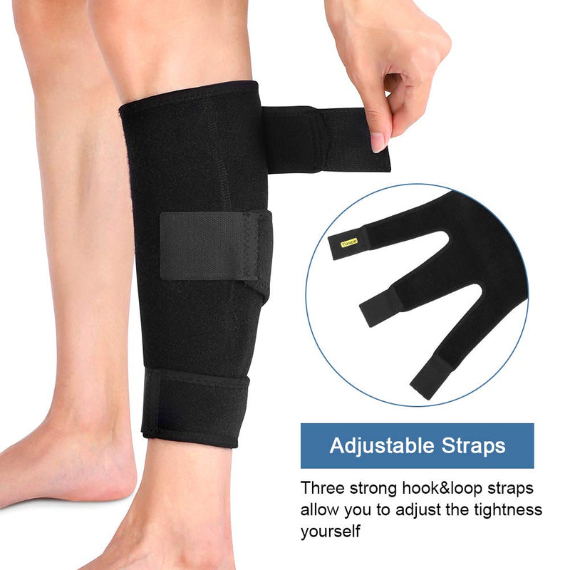 Adjustable Calf Support Brace, Right Left Calf Compression Bandage Shin Splint Compression Wrap with Hook and Loop Straps for Calf Muscle Injury, Swelling, Strain, Varicose Veins, Torn Calves Black - NewNest Australia