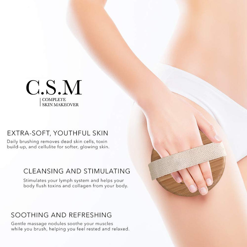 CSM Dry Body Brush For Beautiful Skin - Solid Wood Frame & Boar Hair Exfoliating Brush To Exfoliate & Soften Skin, Improve Circulation, Stop Ingrown Hairs, Reduce Acne and Cellulite - NewNest Australia
